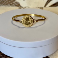 Blessed Saint Padre Pio Flat Bangle Bracelet (Original PVD 18k Italy Gold Vacuum Plated) *