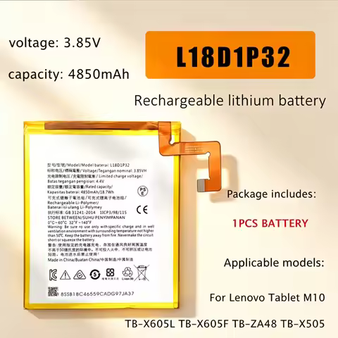 Replacement Battery L18D1P32 4850mAh Lithium Polymer Batteries for Lenovo Tablet M10 TB-X605L TB-X60