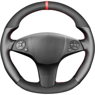 MEWANT Hand Stitch Steering Wheel Cover Wrap Suede and Genuine Leather for Mercedes Benz AMG C63 W20