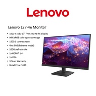 [Brand New] Lenovo L27-4e 27" Monitor | 27-inch FHD display with IPS panel | 3 Yrs warranty