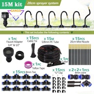 50FT Garden Watering System with 15 Nozzles-360° Adjustable Drip Irrigation System