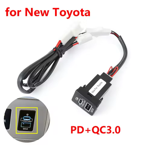 23mm*34mm PD+QC3.0 Car Charger Socket Fast Charging Outlet Power Adapter for New Toyota