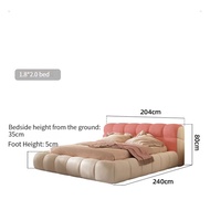 HOMIE LIFE leather bed ฐานเตียง+หัวเตียง   เตียงติดพื้น ทันสมัย สไตล์คลาวด์ 5 ฟุต 6 ฟุต H57 1.5M(1500mm*2000mm) One
