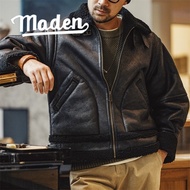 MADEN brand American retro B3 bomber leather jacket with integrated fur and suede motorcycle suede j