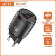 BASIKE Charger iPhone Type C USB Fast Charging 40W mini murah for Xiaomi Samsung Oppo Original