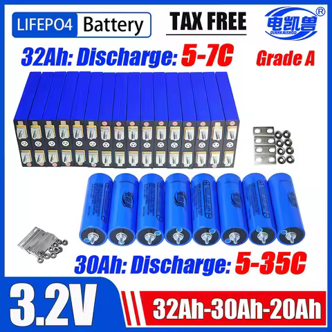 DIANKAISHOU 32Ah 30Ah 20Ah Lifepo4 cell 3.2V Lithium Iron Phosphate Battery -DIY 12V 24V 48V 72V Sol
