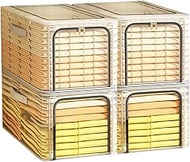 byg 56L Closet Organizer Storage Bin Waterproof Ttansparent Storage Bins Stackable Foldable Steel Fr