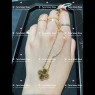 French Direct Delivery Vca/Vca Carved Flower Small Size Gold Four-Leaf Clover Pendant/Necklace