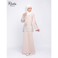 [S-XL] REETA EMBROIDERY KURUNG MODERN (NUDE) BAJU MINI RAYA COTTON EMBROIDERY LACE PLAIN PRINTED KEBAYA MURAH