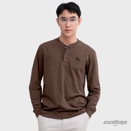 GALLOP : เสื้อยืดคอกระดุมแขนยาวผู้ชาย (Henley Neck Long Sleeve T-Shirt) รุ่น GT9152 สี Cocoa Brown -