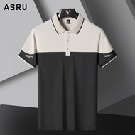 ASRV Men's polo shirt - New lapel ice silk cool bead POLO shirt Slim-fit high-end business top Short