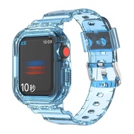 สายนาฬิกาแบบบูรณาการสายนาฬิกา Apple + กรณีใหม่ธารน้ำแข็งใส TPU สำหรับ Apple Watch 8สายนาฬิกา Iwatch7654 IWatch แอปเปิลรวมสายนาฬิกาใหม่