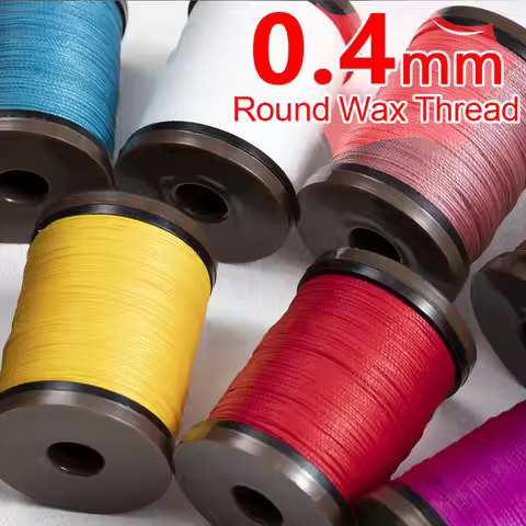 0.4mm Round Waxed Thread Strong Polyester Cord Wax Coated Strings for Leather Craft Repair Shoes Sew