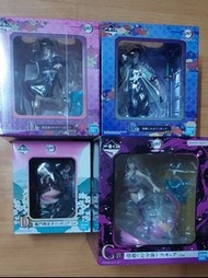 日版 鬼滅之刃 一番賞 持刃至黎明 D賞 禰豆子 躺臥 ，鬼棲息的街 C賞 墮姬 完全體 ， 持著不屈之心與持刀前進 C賞 胡蝶忍 / 蝴蝶忍 , D賞 栗花落 香奈乎   (盒況95%新，未拆盒)