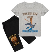 2026tung tung tung tung Wooden Stickman Children's Clothing Summer Children's Short-Sleeved T-Shirt+