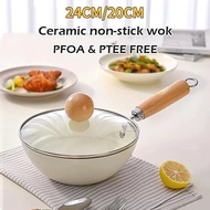 TJean 24cm Ceremic Non-Stick Wok Frying Pan Soup Pot.