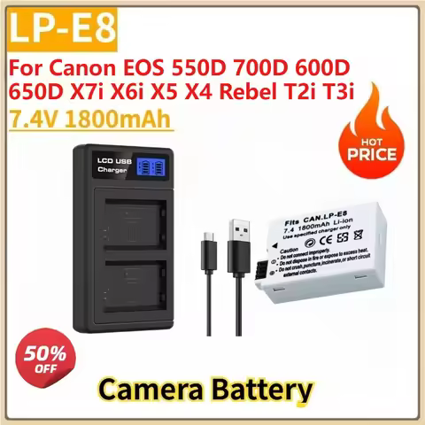 New Replacement Camera Battery LP-E8 7.4V 1800mAh for Canon EOS 550D 700D 600D 650D X7i X6i X5 X4 Re