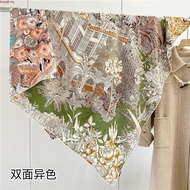 2 Styles Dongwuyun Light Luxury Double-Sided Printed Mulberry Silk Wool Large Square Scarf Scarf Sha