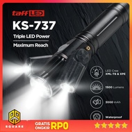 TaffLED Telescopic Zoom Cree XML-T6 and 2x XPE 1500 Lumens LED Flashlight - KS-737 Original 99 Squar