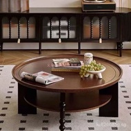 New Round Coffee Table for Living Room, Small Household Solid Wood Tea Table, American Style Small T