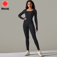 Nessaj ชุดเล่นโยคะเซ็ทบอดี้สูทกีฬาสำหรับผู้หญิง Training Gym บอดี้สูทเสื้อผ้าเต้นรำ Zumba