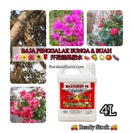 4L Baja Foliar Maxigreen Merah 46 Baja Bunga Dan Buah Terbaik Baja Bunga Lebat Baja Penggalak Bunga Buah 开花肥水 Foliage Fertilizer Micronutrients Flowering Fruiting Baja Foliar Pokok Durian Rose