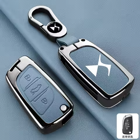Leather Car Key Cover Case For DS DS3 DS5 DS6 DS7 DS9 Peugeot Energy DS4 Dias Protector Keyring Deco