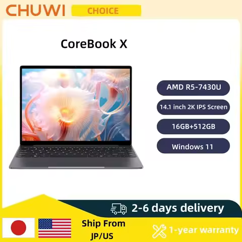 CHUWI CoreBook X Gaming Laptop 14.1 inch 2K IPS Screen AMD R5-7430U 16GB DDR4 RAM 512GB SSD Windows