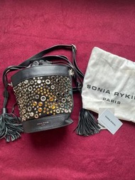 Sonia Rykiel 黑色真皮水桶包 crossbody bag  travel bag 旅行袋