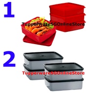 Tupperware 620ml Square Away Large Lunch Sandwich Box Keeper Container Set of 4