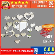 15pcs Elegant Romantic Heart Love Acrylic Mirror Wall Sticker Silver Decor