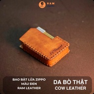 Dupont Leather lighter case Veg Italia cowhide patina dyed with hand-stitched RAM Leather