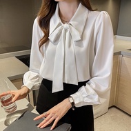 Áo Sơ Mi trung niên nữ U30 U40 U50 Áo Cổ Sơ Mi Nữ Thắt Nơ Cao Cấp HT_ Thời Trang Trung Niên