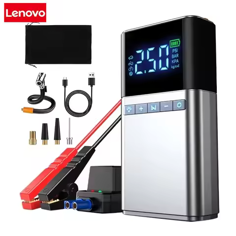 Lenovo Portable Car Starter with Air Compressor Tire Inflat Starter 6000mAh Car Battery Powerbank St