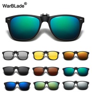WarBLade Square Polarized Clip On Sunglasses Men Flip Up Photochromic Sunglasses Driver Anti Glare Goggles Night Vision Glasses