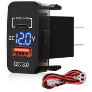Nilight Rocker Switch Style USB Outlet Socket LED Voltmeter 12V PD Type C and QC 3.0 Outlets Car Usi