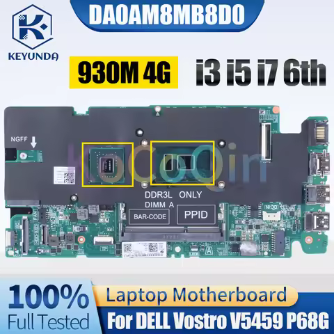 DA0AM8MB8D0 For DELL Vostro V5459 P68G Notebook Mainboard i3 i5 i7 6th Gen 930M 4G 0GC4PN Laptop Mot