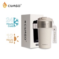 CIVAGO（16oz/480ml）Ceramic liner Stainless Steel Coffee Mug With Lid Vacuum Flask Hot＆Cold Tumbler