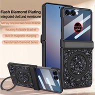 Vietao for Samsung Flip 7 6 Crystal Diamond Phone Case with Built-in Privacy Screen Protector Flip 7