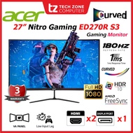 ACER Nitro ED270R S3 Curved Gaming Monitor - 27”/VA Panel/1500R Curved/FHD/180Hz/HDMI/DP ED270RS3