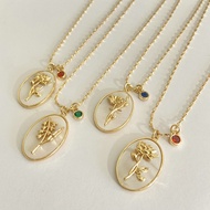 December Flower Necklace Real Mother-Oyster Zircon Pendant December Birth Stone Birth Flower Ladies