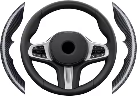 Carbon Fiber Steering Wheel Cover Compatible with BMW 1 2 3 4 5 6GT 7 8 Series,X2 X3 X4 X5 X6 X7 I4