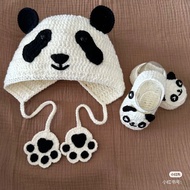 HANDMADE NEWBORN PANDA SHOES BONET HAT PANDA BONET/BONET PANDA/PANDA HAT PANDA SHOES/HAMPERS NEWBORN
