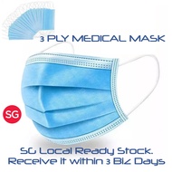 【SG Seller】Disposable Medical Masks 3 ply disposable face mask  blue earloop face mask - 50pcs