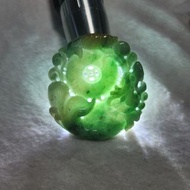 天然緬甸翡翠A玉 雙彩金錢龍魚