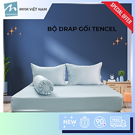 Bộ drap gối MYM Tencel màu (Set 1 vỏ gối nằm, 1 vỏ gối ôm, 1 ga chun) - 120CM x 200CM x 30CM