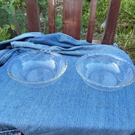 復古 Pyrex Iwaki 日本 467 透明玻璃扇貝邊緣 7吋 湯碗 2件組