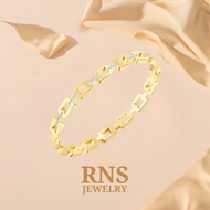 [Ready Stock] RNS Titanium Rose Gold Plated Bangle Chain Link Fashion Elegant Woman Gold Gelang Rant