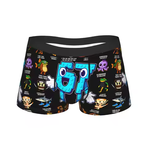 Italian Brainrot 67 Underwear Custom Boxershorts Quality Males Panties Novelty Boxer Brief Birthday