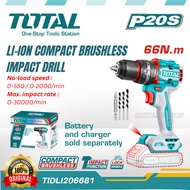 TOTAL TIDLI206681 / TIDLI20668 P20S 20V Li-on Brushless Impact Drill 66N.m
